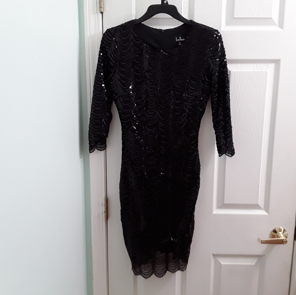 Lulu's Star Dust Sequin 3/4 Sleeve Dress - Picture 3 of 10